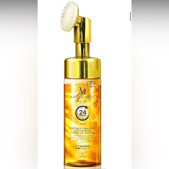 24K Gold Lava Foam Cleaner Hyaluronic Acid + Multi-Peptide (With Brush Head)